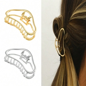 Elegant Metal Hair Claw Clip Hollow Wave Geometric Minimalist Alloy Shark Clip For Women Hair Styling Accessory