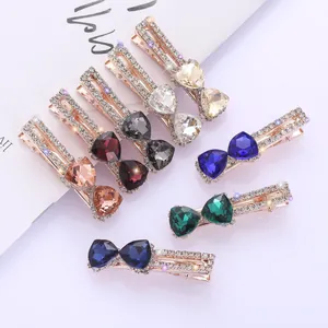 Pince à Cheveux Bec de Canard Élégante avec Nœud en Strass Alliage de Cristal Accessoires de Bijoux pour Femmes Cadeau