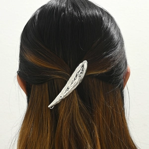 Silver Liquid Metal Hair Clip Lava Texture Irregular Minimalist Alloy Hairpin Bar Shape Hair Accessories For Women Daily Party Wear