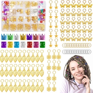 Alloy Dreadlock Hair Accessories Butterfly Star Leaf Snowflake Pendants Crown Braid Rings Jewelry Women Streetwear DIY Braiding