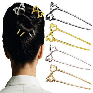 Minimalistischer Legierung Schleife Haarstab Eleganter U-Förmiger Haarnadel Für Damen Dutt Maker Haarschmuck Gold Silber