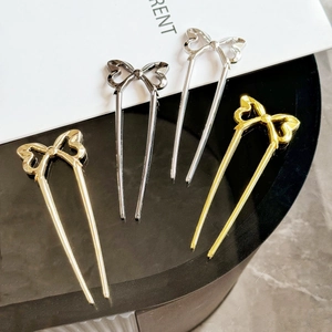 U-förmige Haarnadeln aus Metall mit Schleifen-Design in Gold, Silber und Schwarz