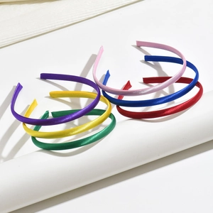 Set of 6 colorful 1cm fabric covered plastic headbands for DIY hair accessories