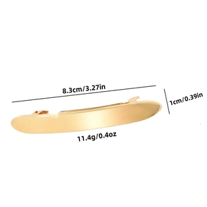 Polished gold metal spring hair clip with dimensions 8.3cm and 11.4g weight
