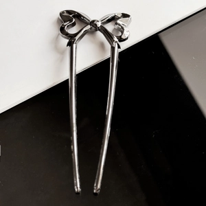 Polierte gunmetal U-förmige Haarnadel aus Metall mit elegantem Bogen-Design