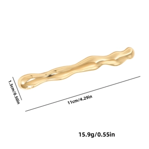 Barrette à cheveux ondulée dorée polie avec dimensions de 11 cm de long et 1,3 cm de large