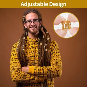 100pcs golden adjustable dreadlock jewelry set with hollow metal charms for hair braids