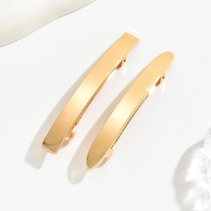 Minimalist gold metal hair clip set with sleek rectangular and oval polished designs