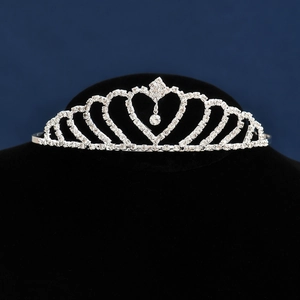 Serre-tête couronne cœur en argent classique avec strass brillants pour coiffures de mariée