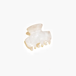 French minimalist acetate claw clip in milky white with pearlescent finish for hair