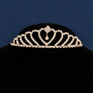 Tiara Couronne de Cœur Classique Serre-tête Élégant en Strass Accessoires Cheveux Mariée Bandeau Princesse Femmes Filles Fête