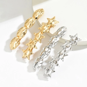 Barrettes à cheveux minimalistes dorées et argentées avec étoiles et texture martelée