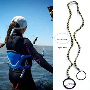 Detail showing 62cm braided hair wrap with elastic rings for surfing and outdoor sports