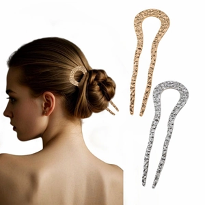 Minimalist Metal U Shaped Hammered Texture Hair Stick For Women Gold Silver Plated Hair Pins Bun Maker Hair Accessories