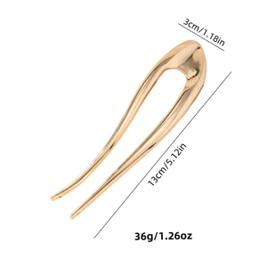 Épingle à cheveux minimaliste en forme de U dorée pour chignons élégants 13cm