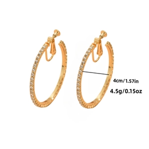 Elegante gouden strass oorringen met schroefclip-ontwerp voor oren zonder gaatjes