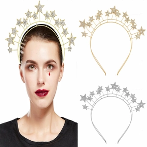 Luxury Double Layer Star Zinc Alloy Rhinestone Headband Elegant Wedding Bridal Tiara Fashion Party Queen Hair Accessories Gold Silver