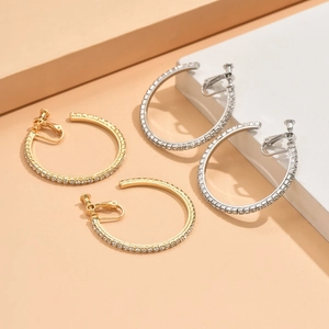Elegante vintage oorringen met strass-steentjes en schroefclips voor ongepierde oren
