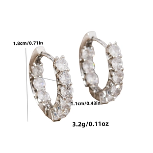 Orecchini geometrici quadrati in argento con zirconi cubici bianchi rotondi brillanti
