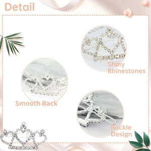 Elegant rhinestone crown hair clip with heart design for girls and pets on white background