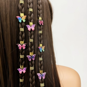 Set di 18 Anelli per Capelli con Ciondolo a Farfalla in Lega Boemia Clip a Treccia Cava Oro per Donna Gioielli per Treccine Africane