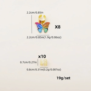 Set da 18 pezzi di anelli per capelli con farfalla boho e polsini in metallo