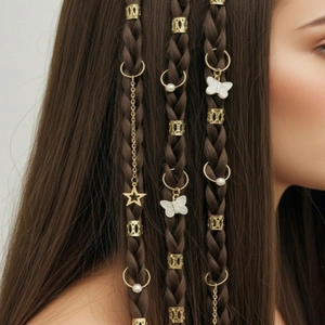 Schmetterling Dreadlock Haarringe Gold Silber Metall Flechtzubehör Mit Künstliche Perlen Stern Anhänger Für Damen Mädchen DIY Frisuren Party Schmuck