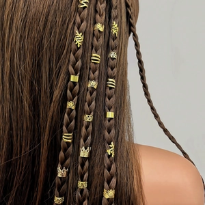 Hollow Out Metal Dreadlock Braid Rings For Hair Accessories Gold Plated Jewelry For Women Men Braid Decoration Headwear