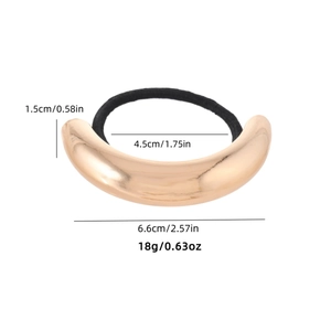 Élastique à cheveux minimaliste en métal doré en forme de croissant pour queue de cheval