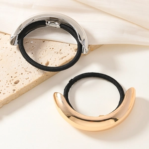 Élastique à Cheveux en Métal Minimaliste Anneau en Alliage Métallique Arc Porte-Queue de Cheval Bande Haute Élasticité Accessoire Femme