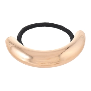 Élastique à cheveux minimaliste en métal doré avec plaque incurvée et bande noire