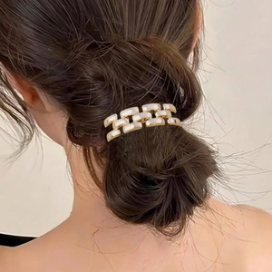 Minimalist Haargummi Aus Legiertem Metall Für Damen Hochelastisches Scrunchie Mit Polierter Platte Pferdeschwanzhalter Modischer Kopfschmuck