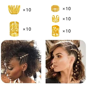50 pieces golden plum blossom dreadlock hair ring set for braiding decorations