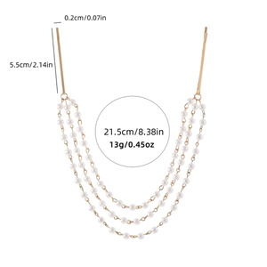 Bijou de tête élégant doré multicouche avec perles et doubles épingles pour mariée