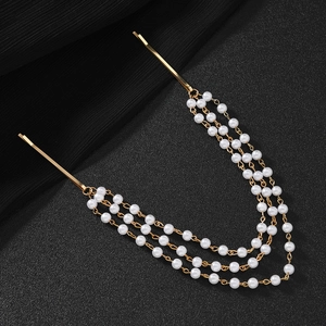 Pince à cheveux élégante à franges de perles multicouches avec épingles dorées mariage