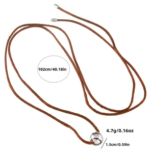Minimalist adjustable brown cord necklace featuring a polished silver sphere pendant
