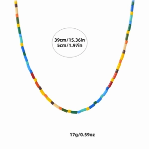 Bohemian colorful ceramic beaded necklace with extension chain dimensions and weight