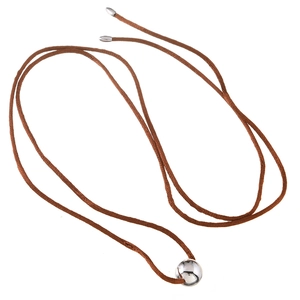 Minimalist brown cord necklace featuring a polished silver mirror sphere pendant charm