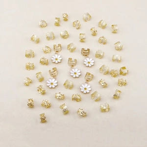 45pcs golden alloy hair rings with enamel daisy pendants for fashion hair styling