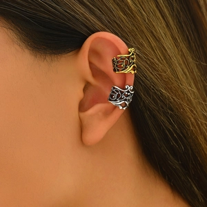 Vintage Hollow Out U Shaped Ear Cuffs Non Pierced Alloy Antique Gold Silver Crown Earrings For Women Men Bohemian Jewelry