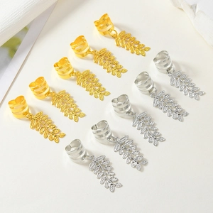 Set of 10 gold and silver metal leaf hair charms for bohemian style braid accessories