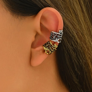 Vintage hollow U-shaped ear cuffs set in gold and silver finish for non-pierced ears