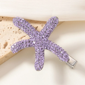 Élégante Pince à Cheveux Étoile de Mer en Alliage Avec Strass Style Coréen Or Argent Violet Pince Bec de Canard pour Femme
