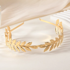 Vintage Metal Laurel Leaf Headband Court Style Gold Silver Metallic Hair Hoop For Wedding Party Women Hair Accessories