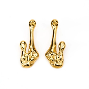 Boucles d'oreilles gouttes en acier inoxydable doré 18 carats avec texture lave