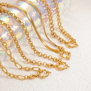 Collier en Acier Inoxydable Plaqué Or 18K Femmes Étanche Hypoallergénique Chaîne Trombone Fermoir Bijoux de Mode