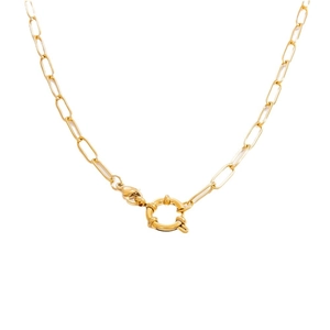 Élégant collier en acier inoxydable plaqué or 18 carats avec fermoir marin décoratif