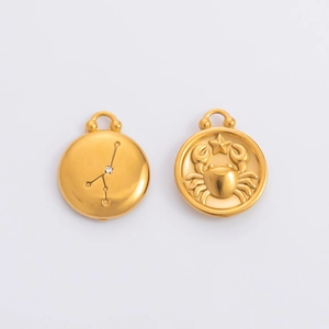 Détails de pendentifs Cancer en or 18 carats avec design en relief et pierres de zircon blanc
