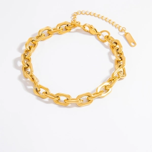 Minimalist 18k gold plated chunky chain bracelet for women with lobster clasp and tag