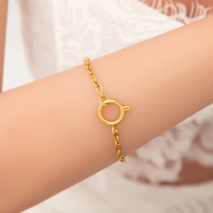 Minimalistische 18K vergulde roestvrijstalen kettingarmband met grote ronde veersluiting